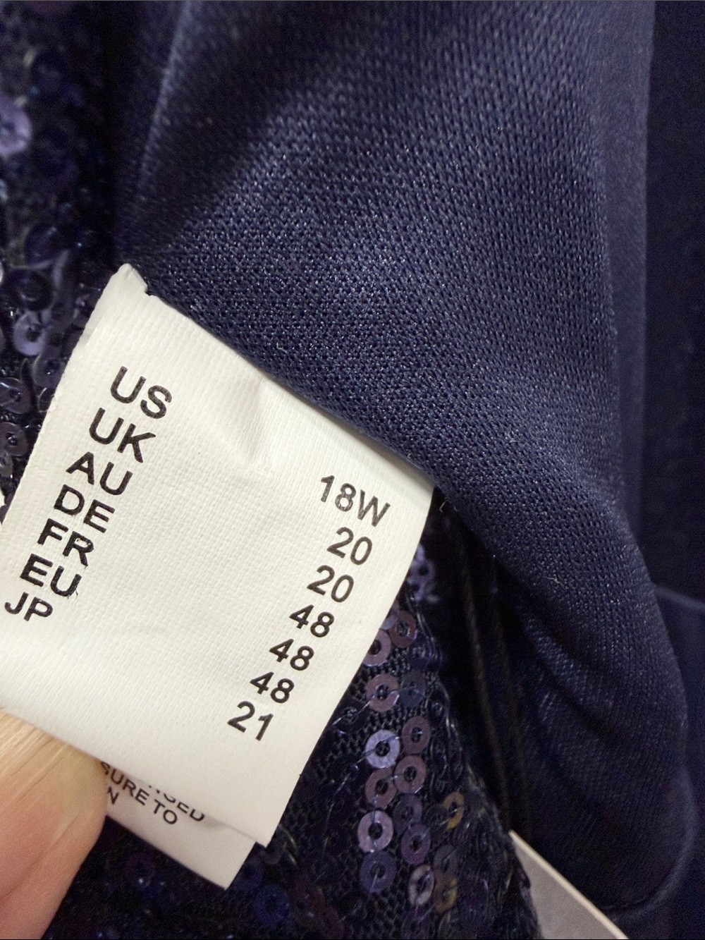 Kate Kasin Dark Blue Sequin Gown. Size 18W. New. - Picture 9 of 17
